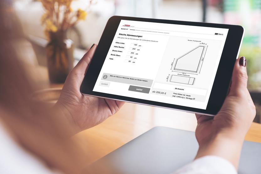 Möbel individuell online planen - Möbelplaner #Branche1# Möbelplaner auf dem IPad - Individuelle Maße